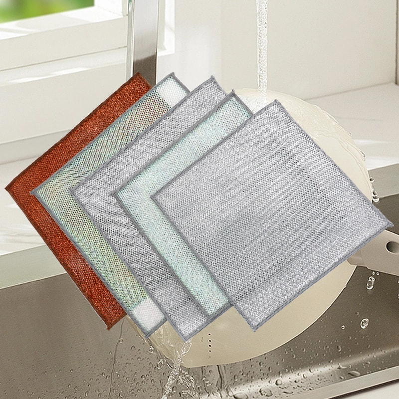 Kain Pembersih Berwarna-warni Gangsa Kain Pinggang Kawat Perak Dua Sisi